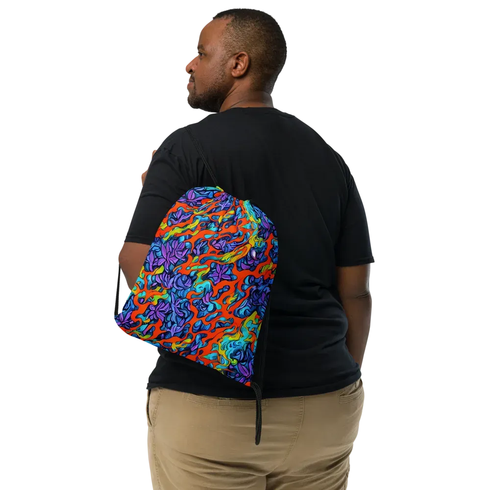 Cobalt Jungle on Drawstring Bag — Front