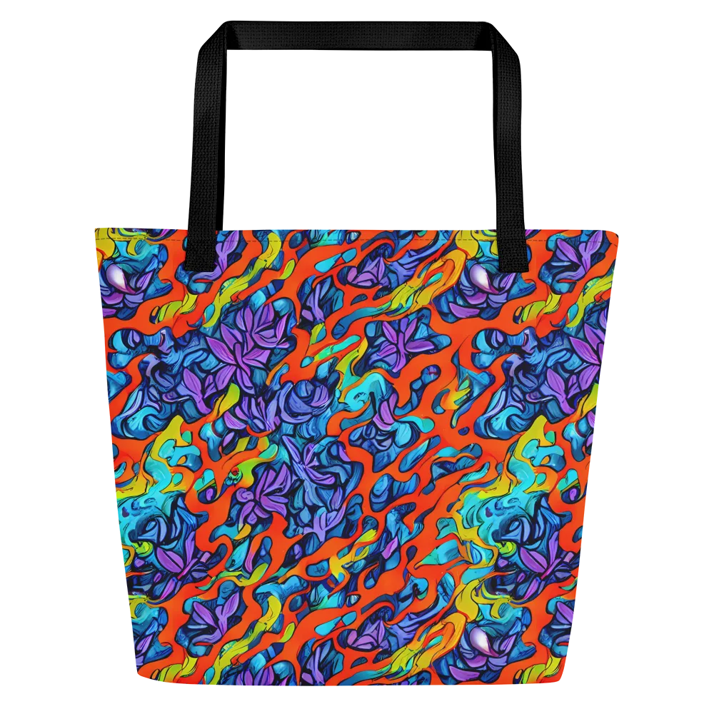 Cobalt Jungle on Large Tote Bag W/ Pocket — Front