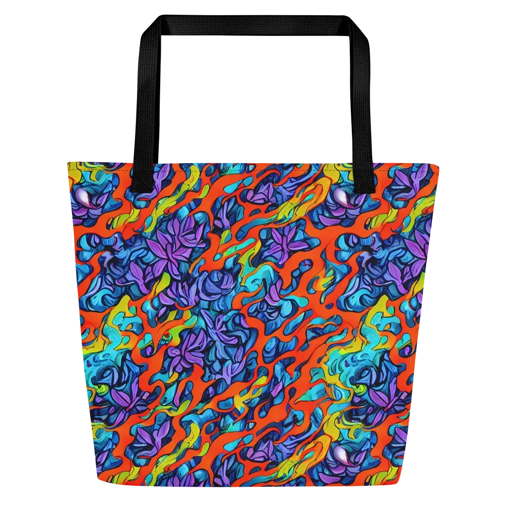 Cobalt Jungle on Large Tote Bag W/ Pocket — Front