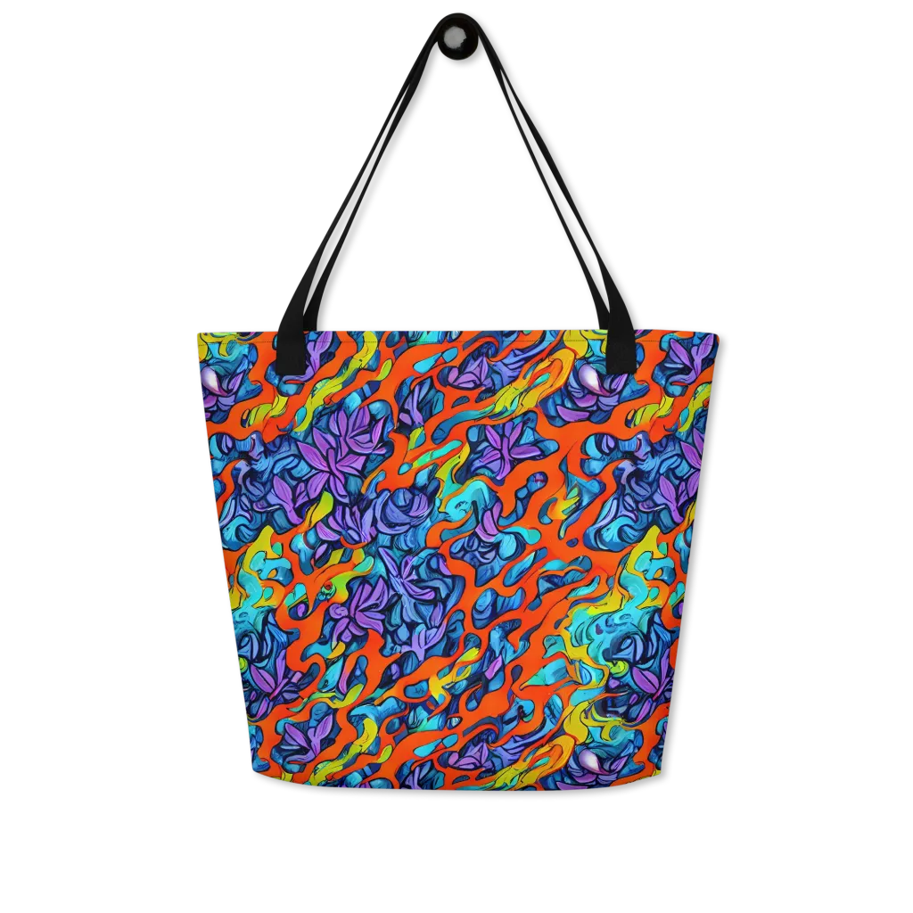 Cobalt Jungle on Large Tote Bag W/ Pocket — Front