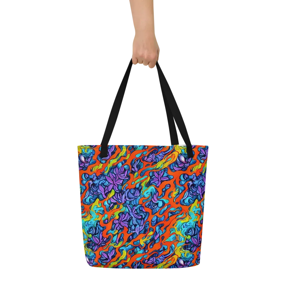 Cobalt Jungle on Large Tote Bag W/ Pocket — Front