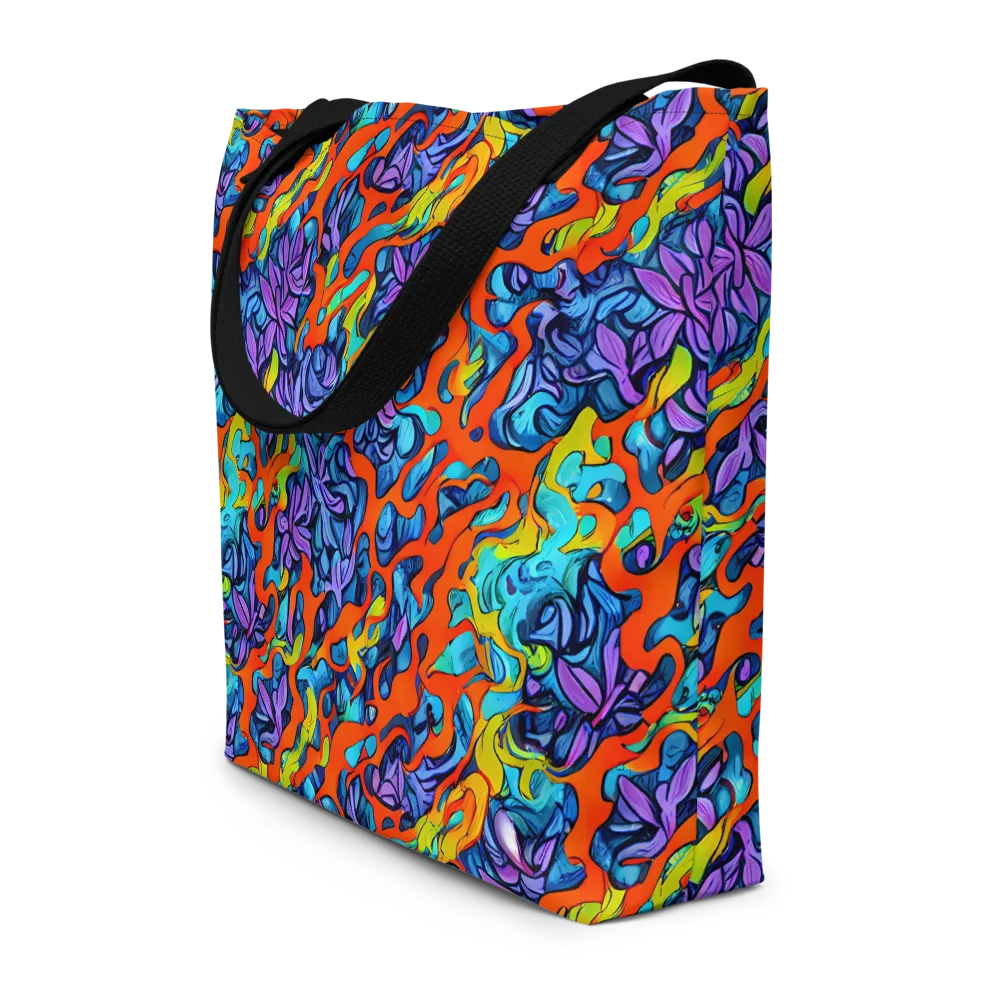 Cobalt Jungle on Large Tote Bag W/ Pocket — Front