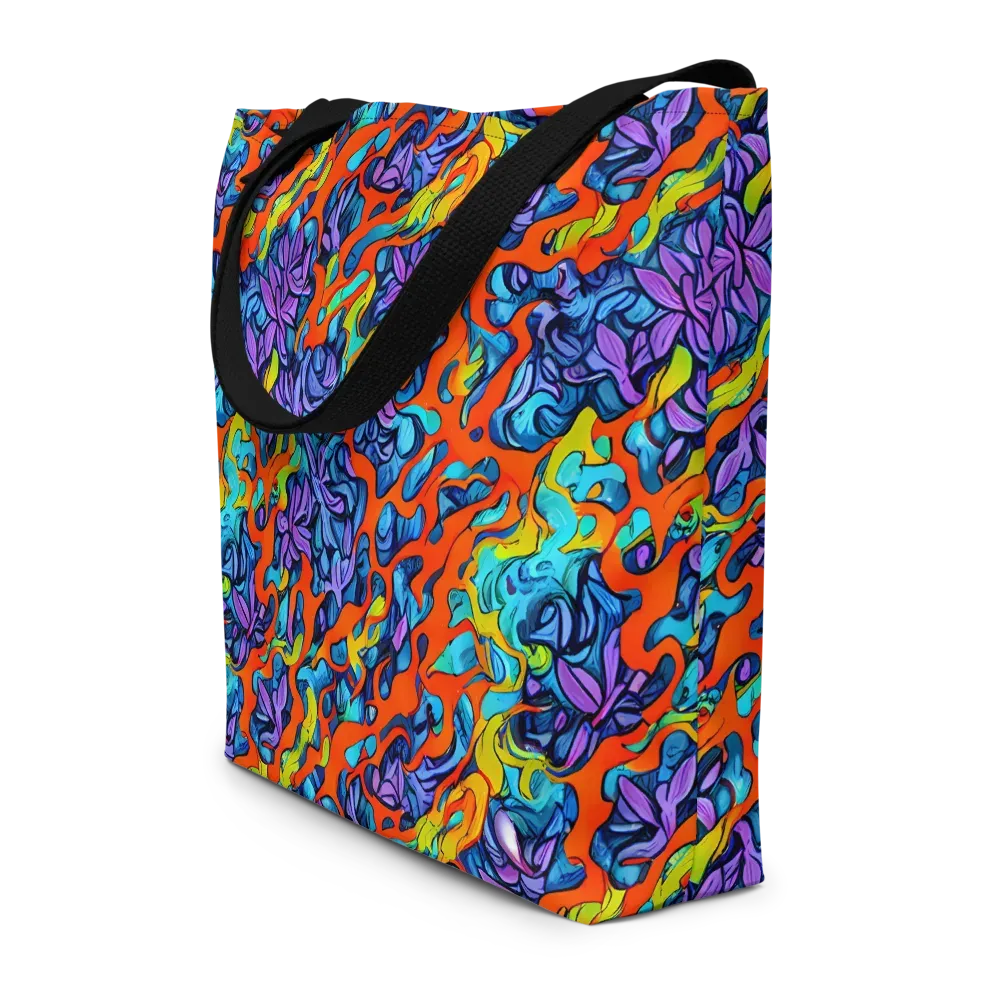 Cobalt Jungle on Large Tote Bag W/ Pocket — Front