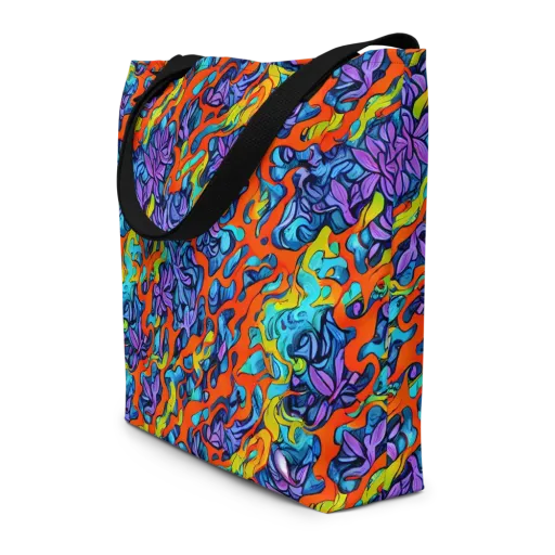 Cobalt Jungle on a Large Tote Bag W/ Pocket