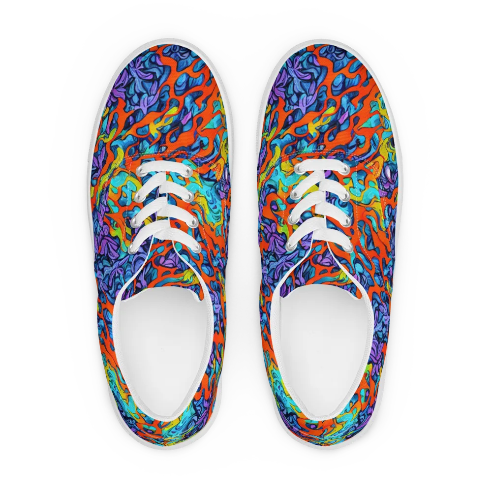 Cobalt Jungle on Men's Lace-Up Canvas Shoes — Front