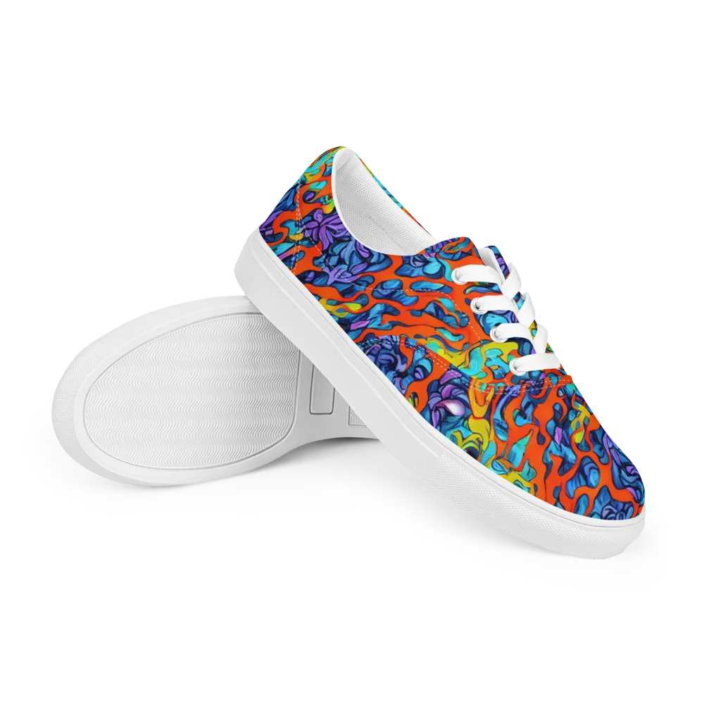 Cobalt Jungle on Men's Lace-Up Canvas Shoes — Right Front