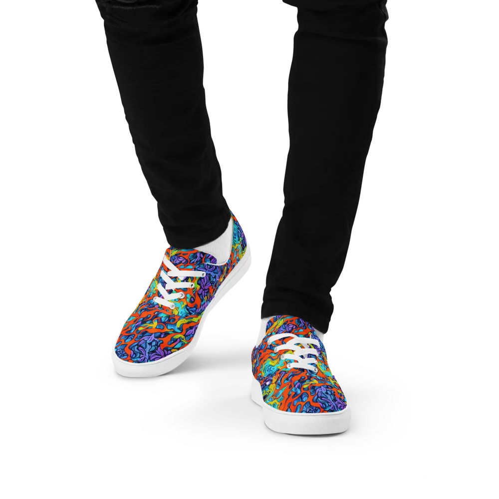 Cobalt Jungle on Men's Lace-Up Canvas Shoes — Front