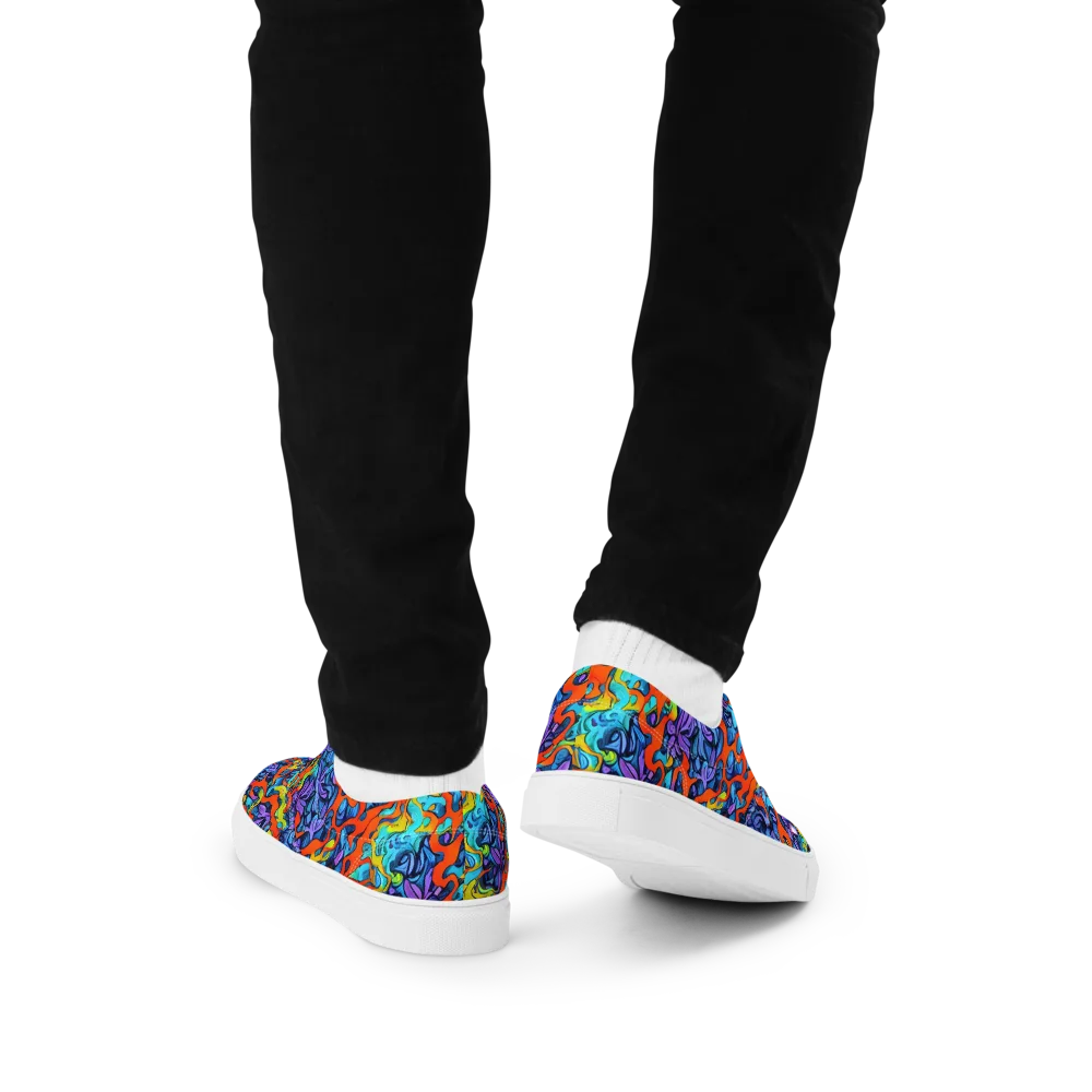 Cobalt Jungle on Men's Lace-Up Canvas Shoes — Back
