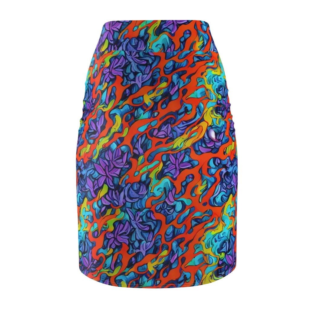 Cobalt Jungle on Pencil Skirt — Back