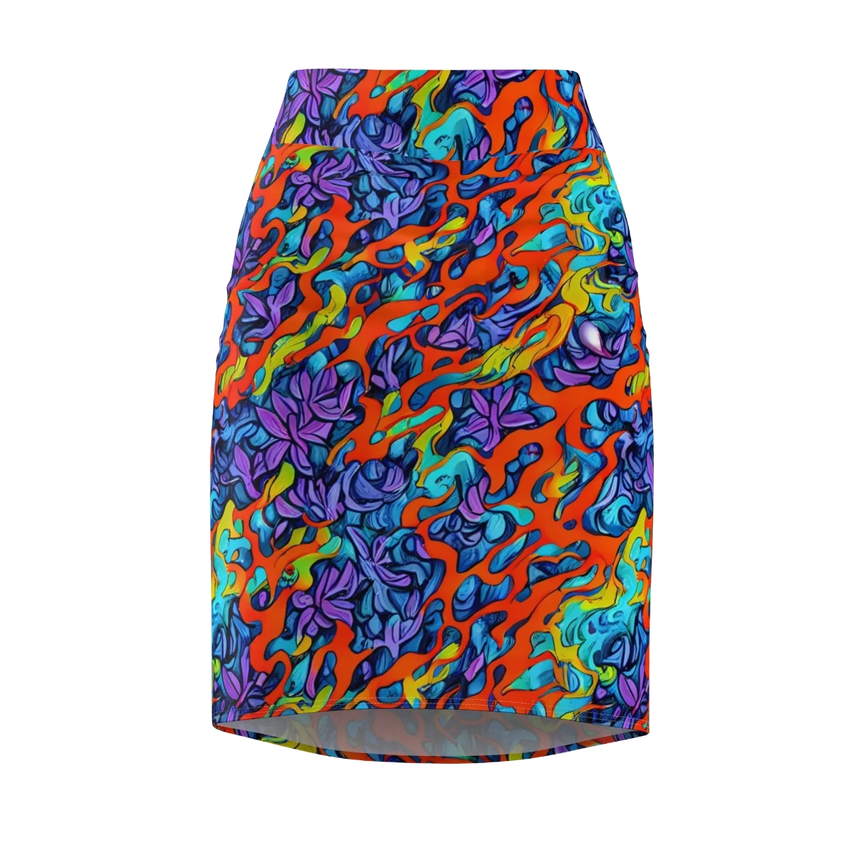Cobalt Jungle on Pencil Skirt — Front