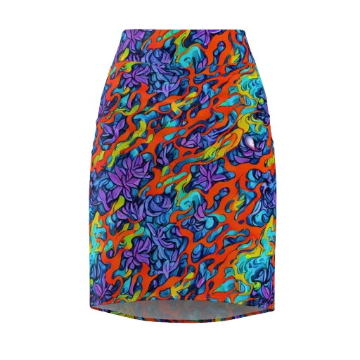 Cobalt Jungle on a Pencil Skirt