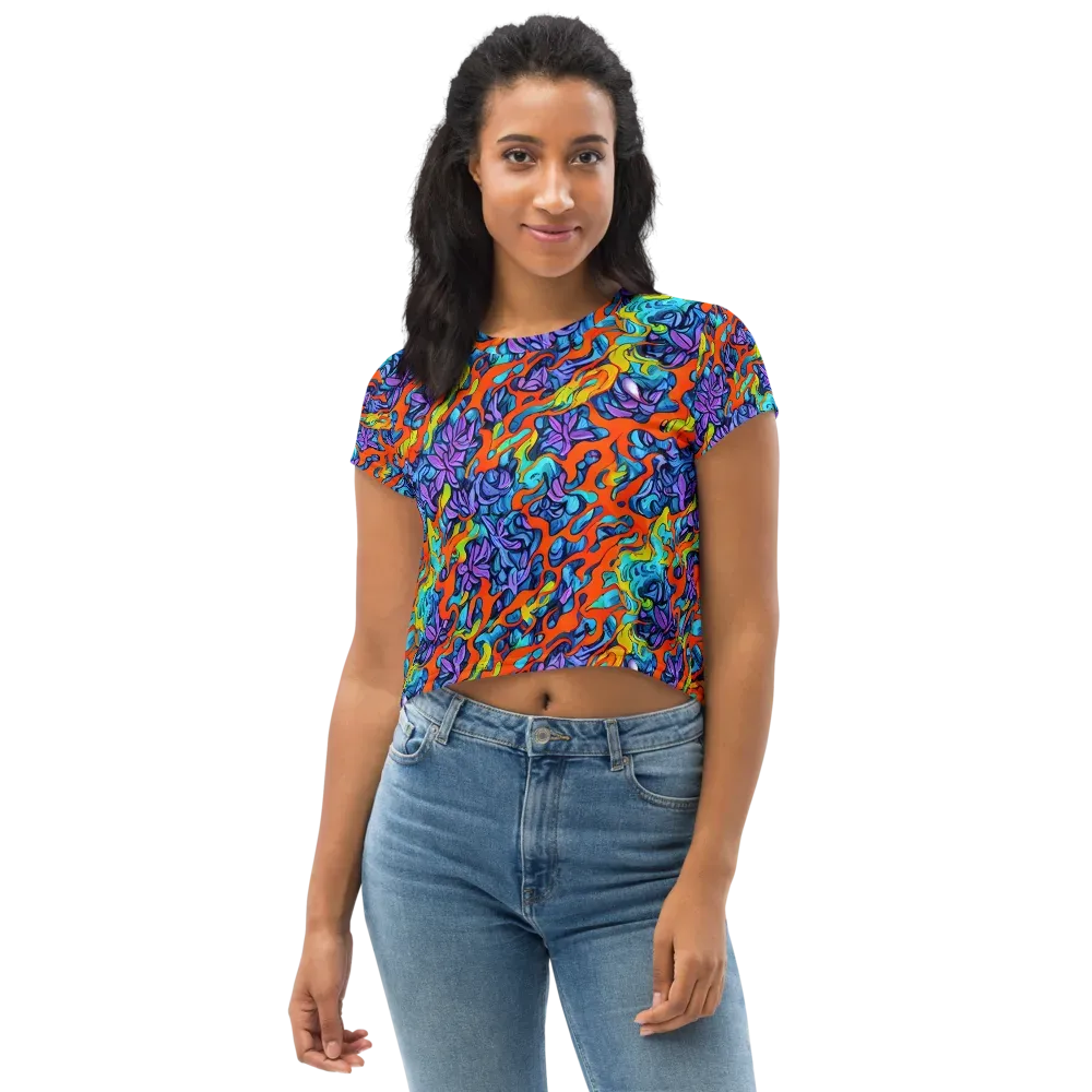Cobalt Jungle on Crop Tee — Front