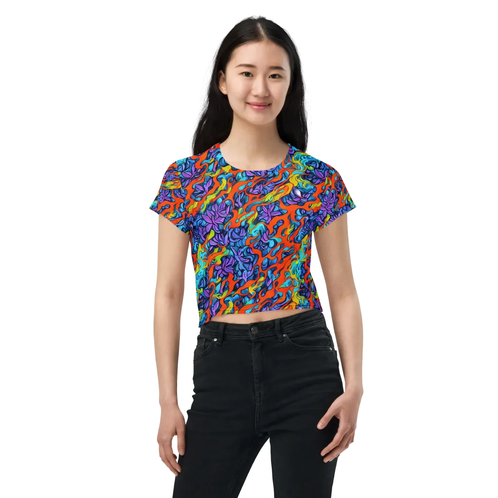 Cobalt Jungle on Crop Tee — Front