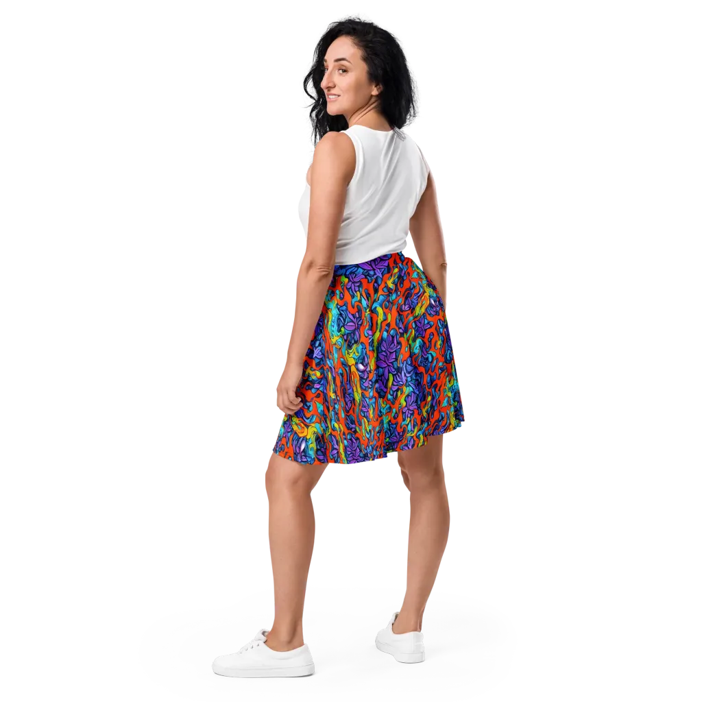 Cobalt Jungle on Skater Skirt — Back
