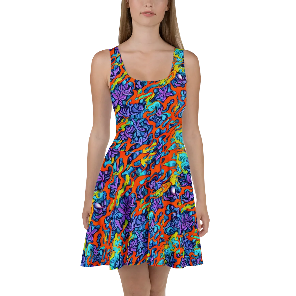 Cobalt Jungle on Skater Dress — Front