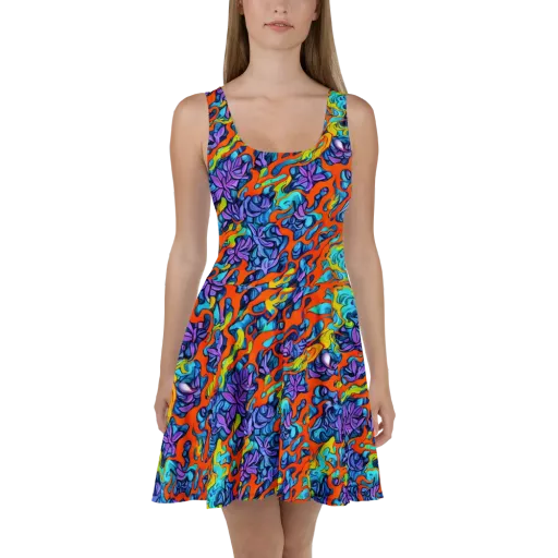 Cobalt Jungle on a Skater Dress