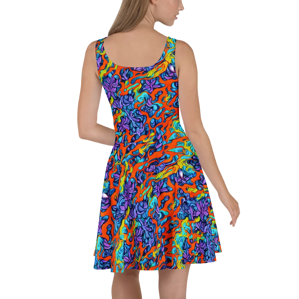 Cobalt Jungle on Skater Dress — Back