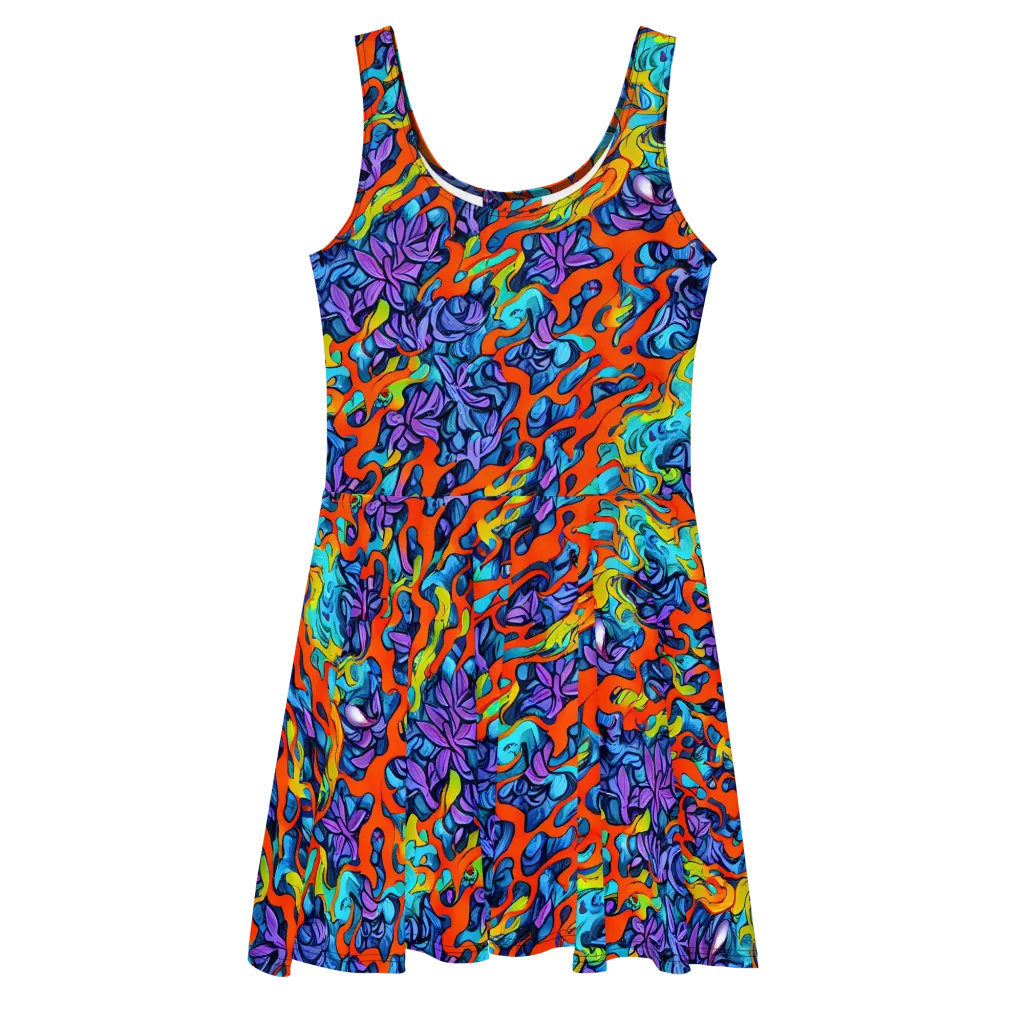 Cobalt Jungle on Skater Dress — Front