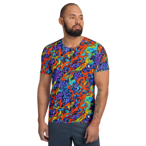 Cobalt Jungle on a Men's Athletic T-Shirt