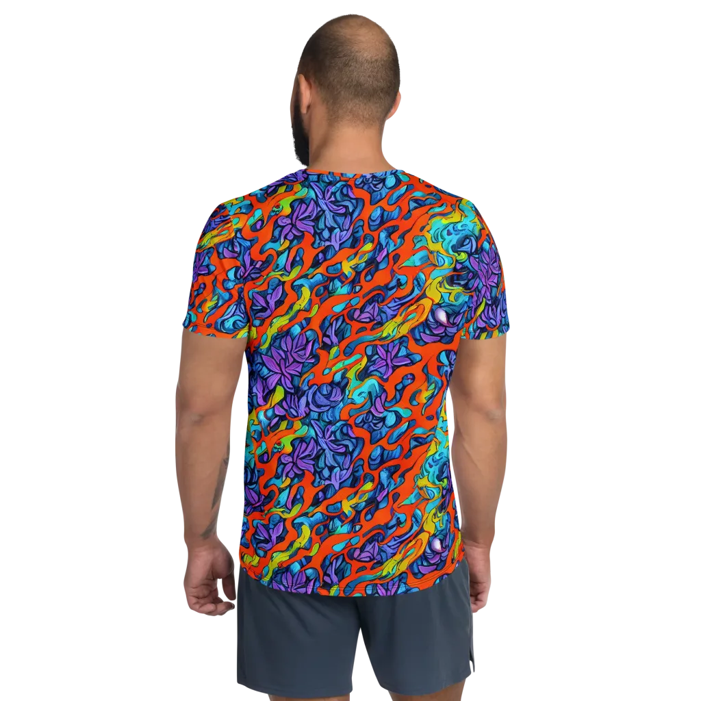 Cobalt Jungle on Men's Athletic T-Shirt — Back