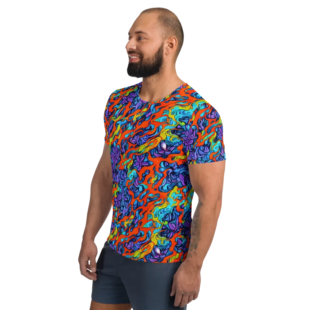 Cobalt Jungle on Men's Athletic T-Shirt — Left