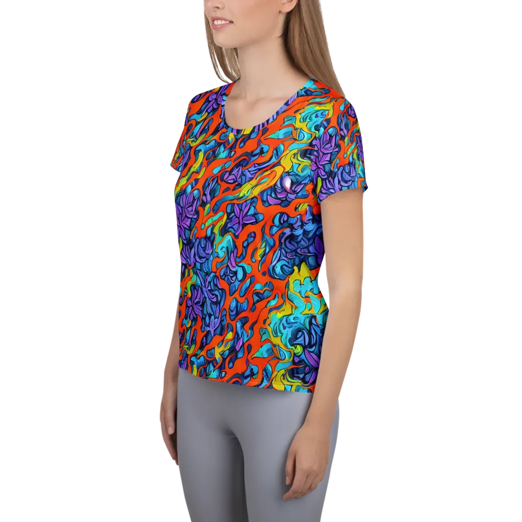 Cobalt Jungle on Women's Athletic T-Shirt — Left