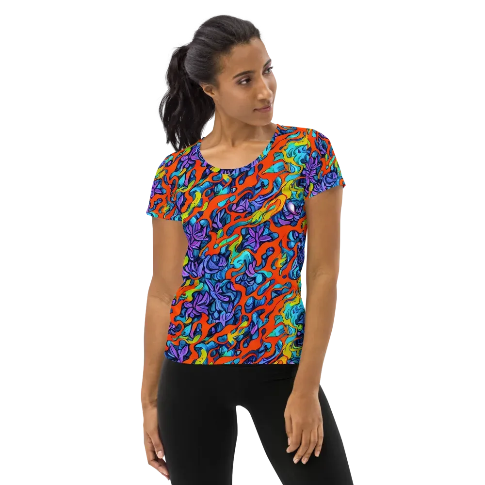 Cobalt Jungle on Women's Athletic T-Shirt — Front