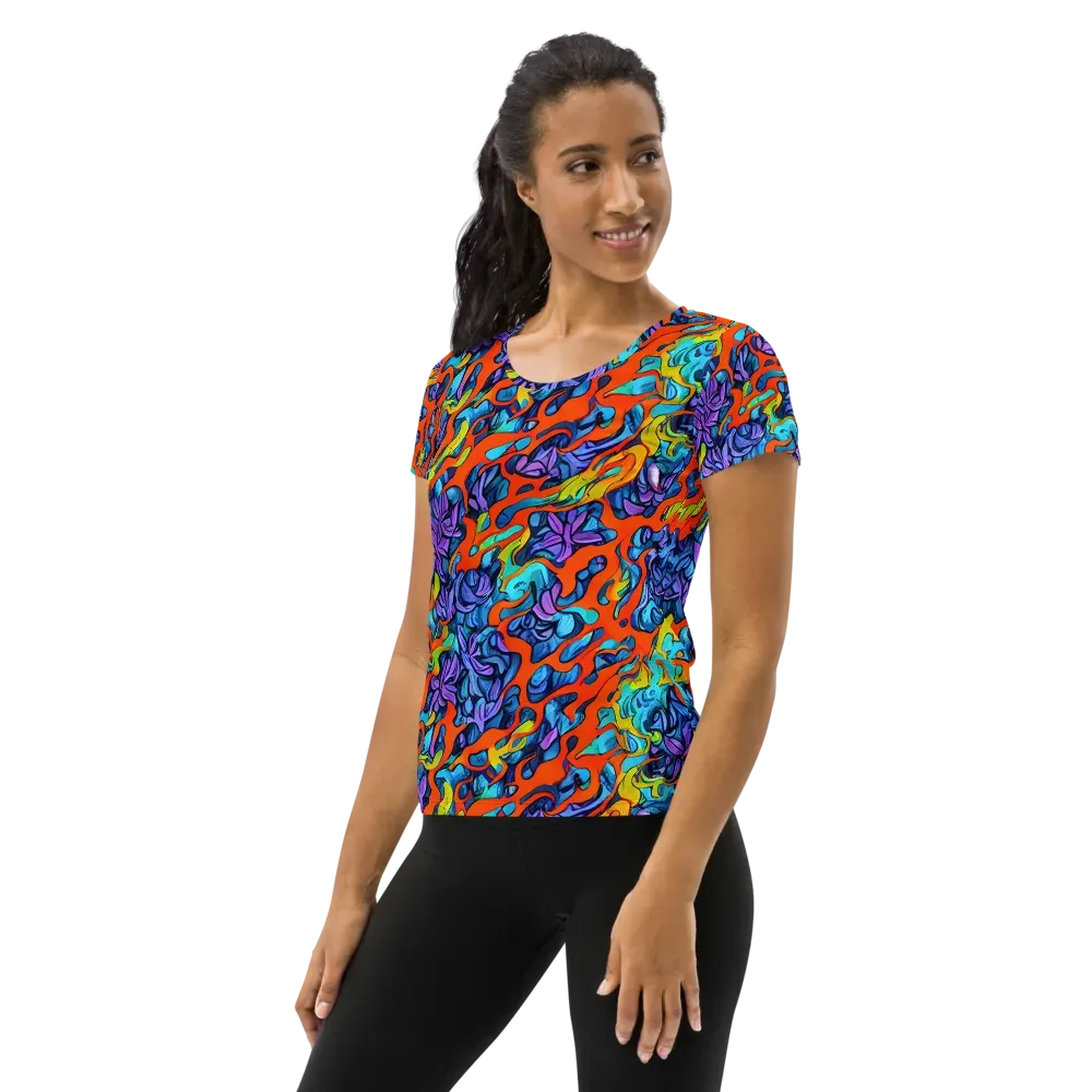 Cobalt Jungle on Women's Athletic T-Shirt — Left