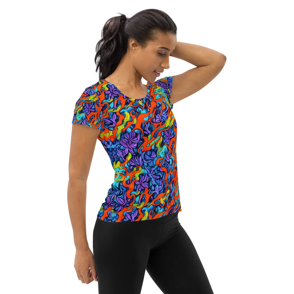 Cobalt Jungle on Women's Athletic T-Shirt — Right