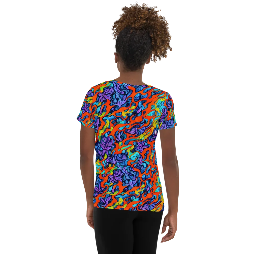 Cobalt Jungle on Women's Athletic T-Shirt — Back
