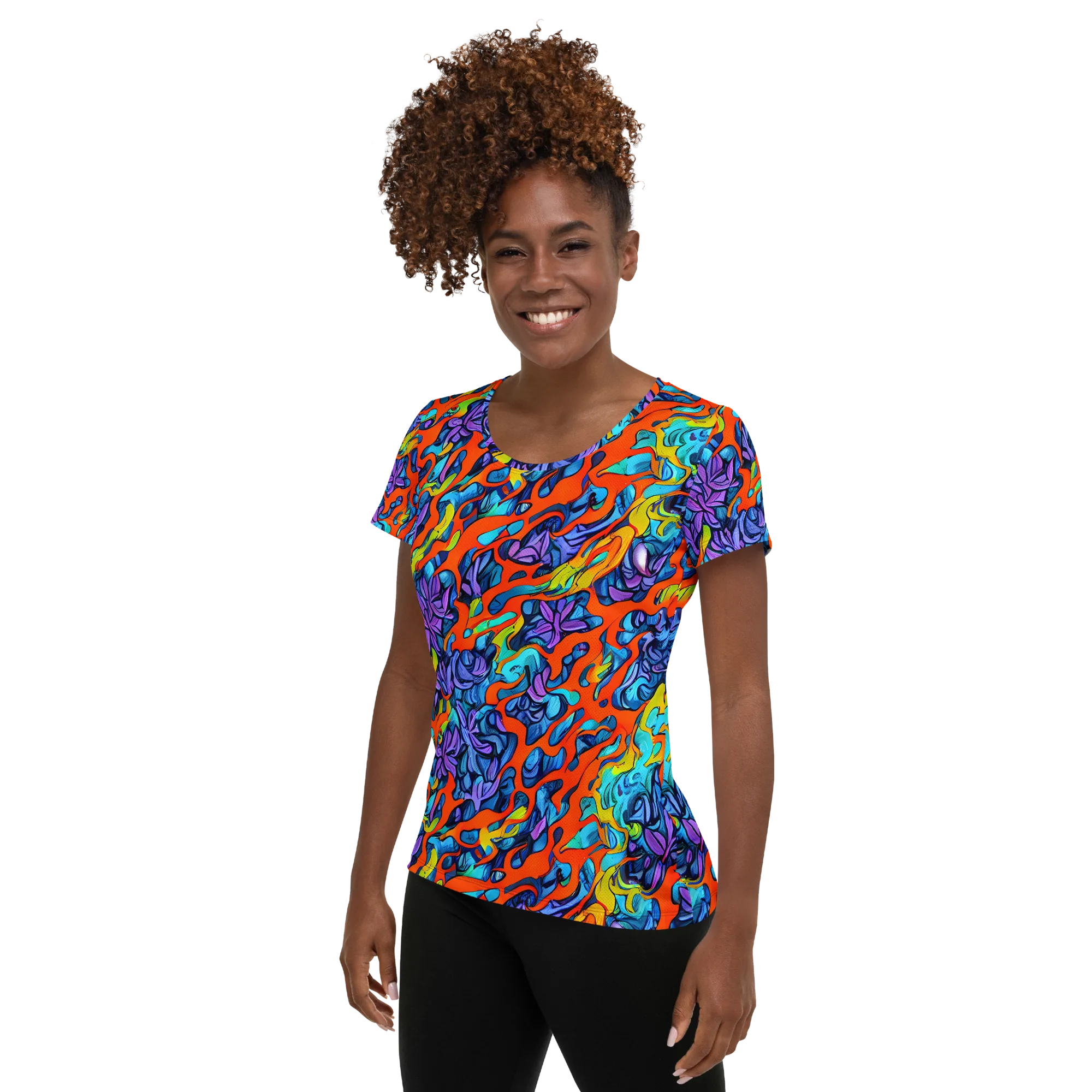 Cobalt Jungle on Women's Athletic T-Shirt — Left