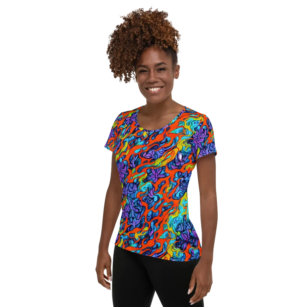 Cobalt Jungle on Women's Athletic T-Shirt — Left