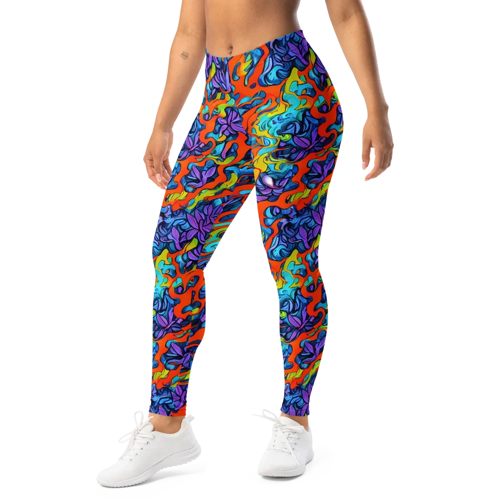 Cobalt Jungle on Leggings — Left Front