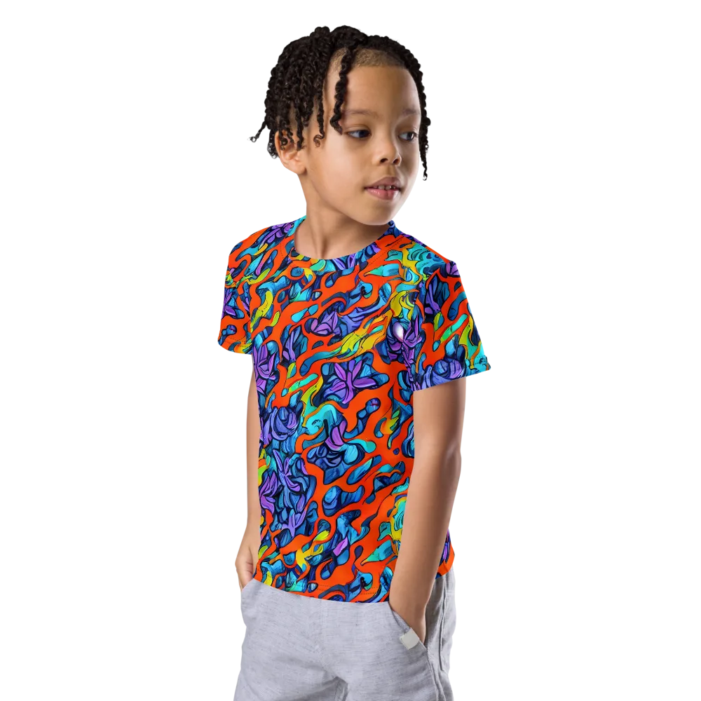 Cobalt Jungle on Kids Crew Neck T-Shirt — Left Front
