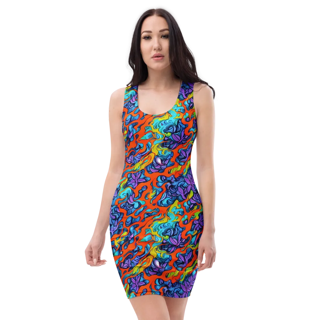 Cobalt Jungle on Bodycon Dress — Front
