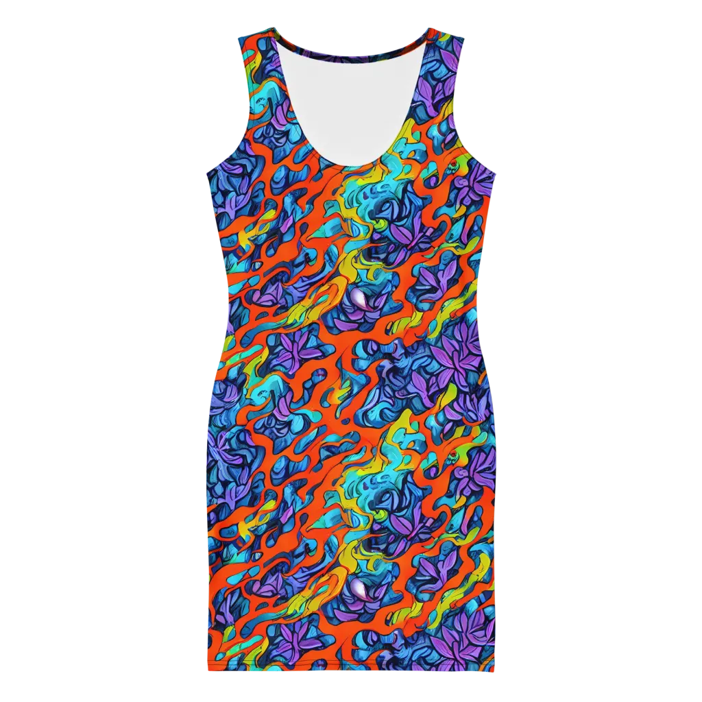 Cobalt Jungle on Bodycon Dress — Front