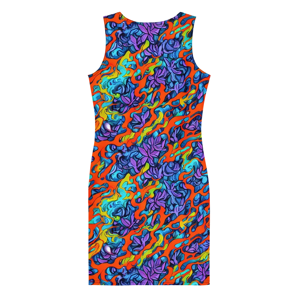 Cobalt Jungle on Bodycon Dress — Back