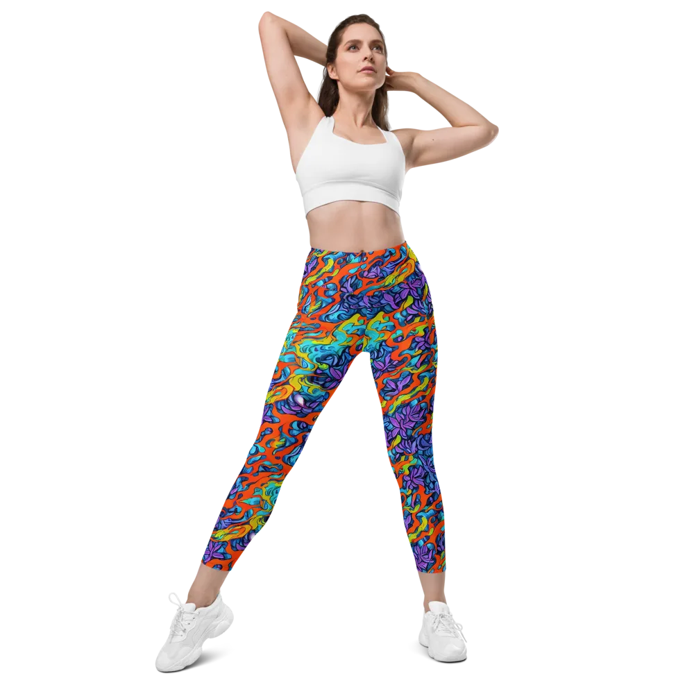 Cobalt Jungle on Leggings with Pockets — Front