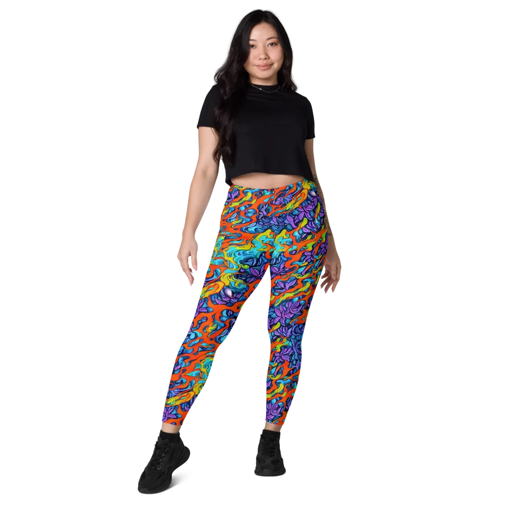 Cobalt Jungle on Leggings with Pockets — Front
