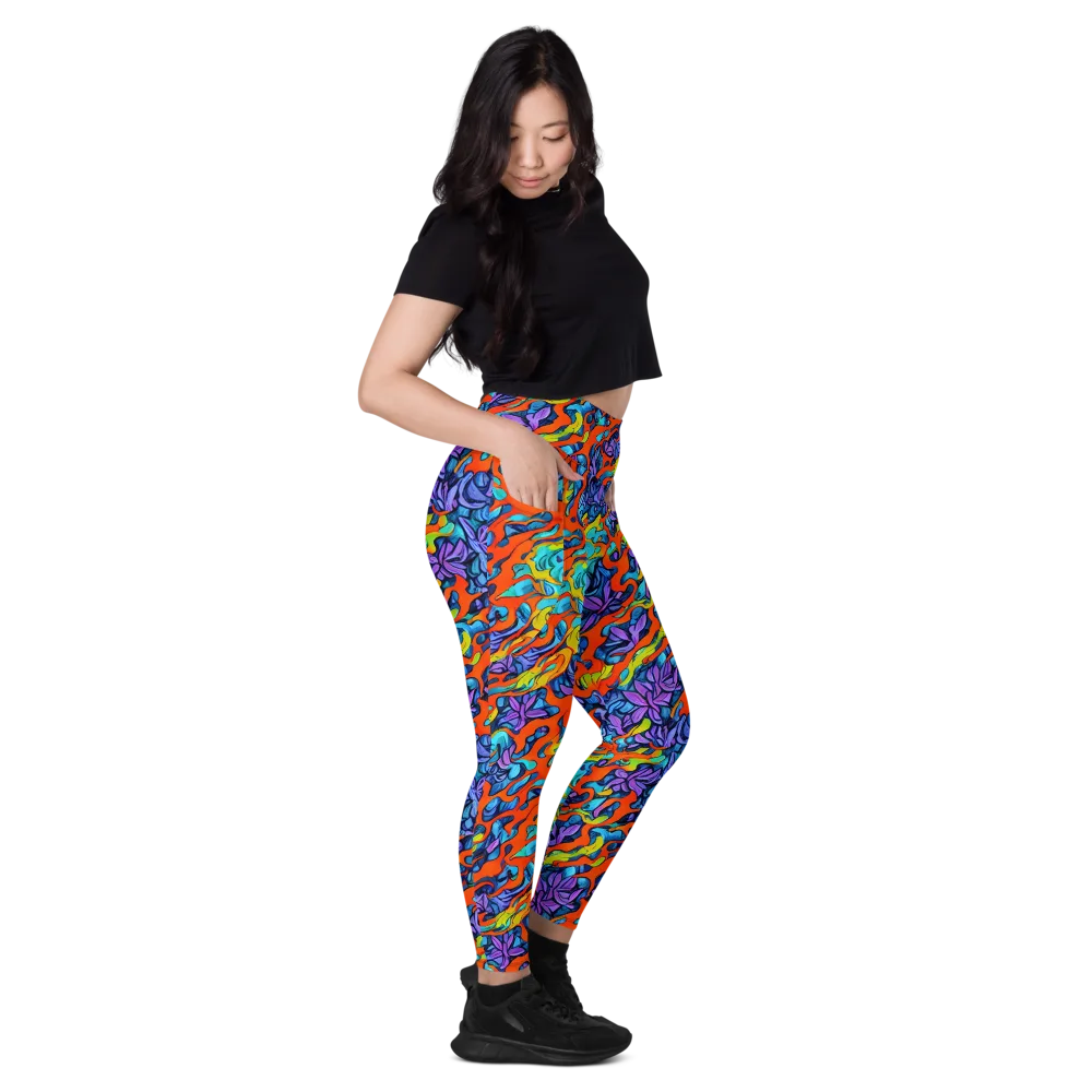 Cobalt Jungle on Leggings with Pockets — Right