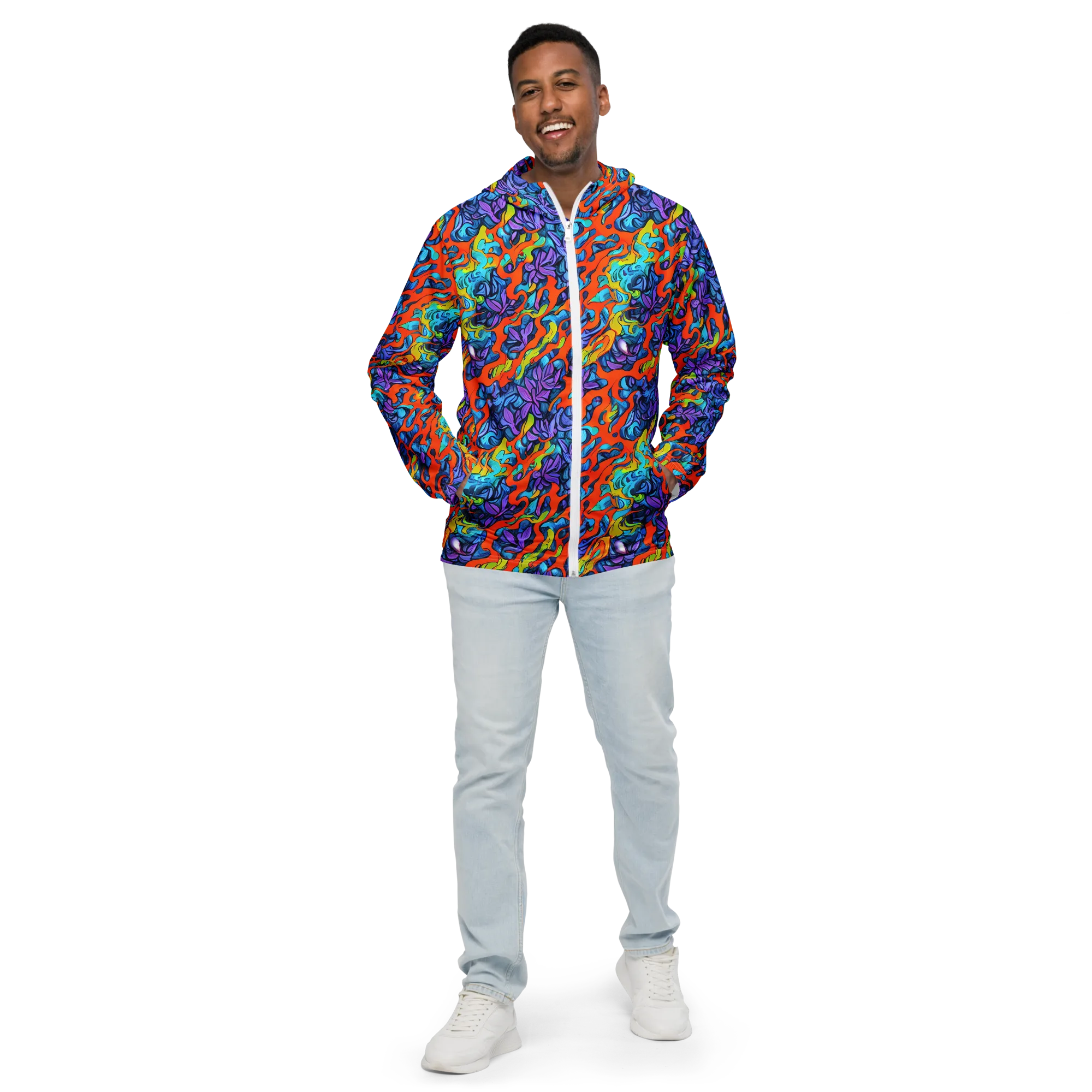 Cobalt Jungle on Men's Windbreaker — Front