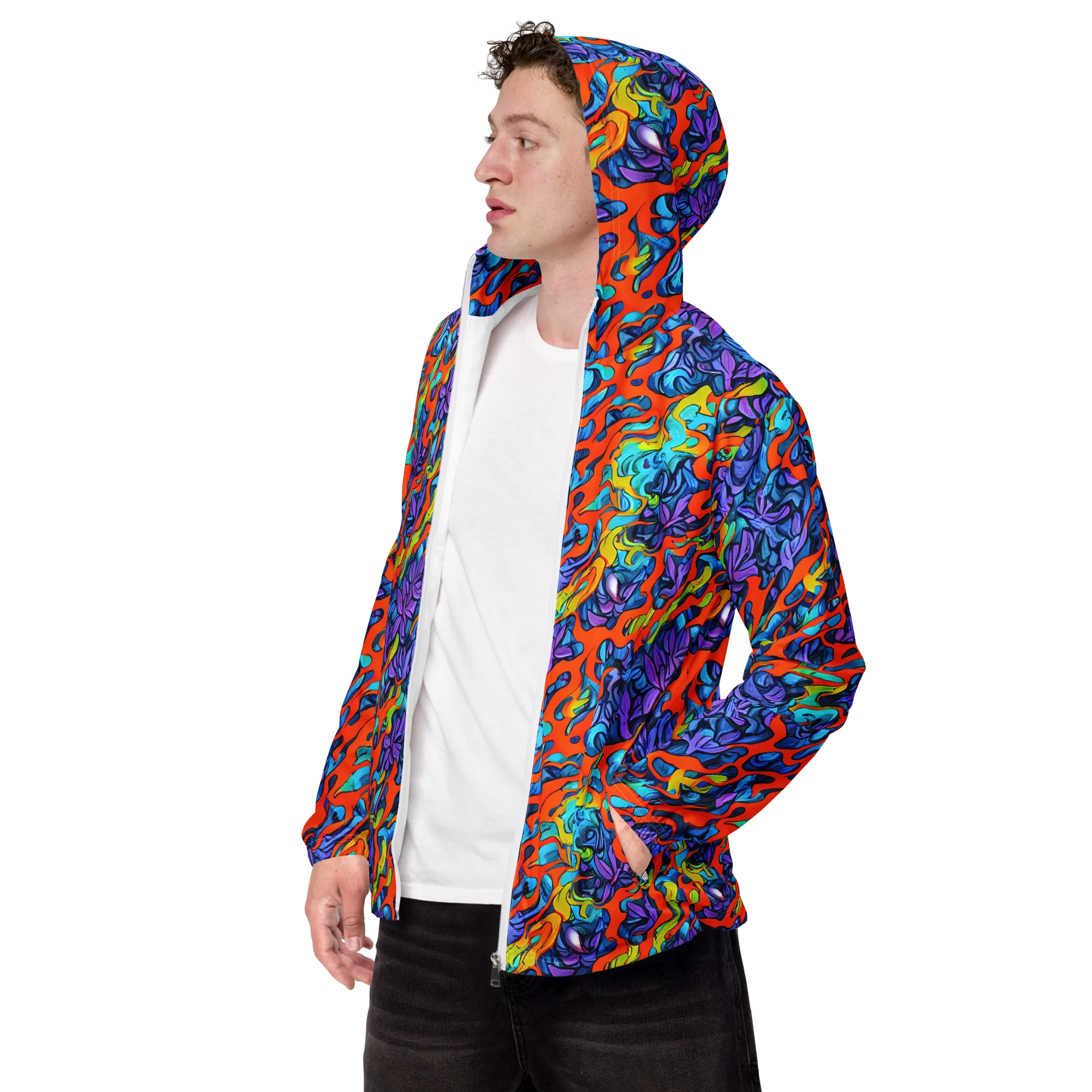 Cobalt Jungle on Men's Windbreaker — Left Front