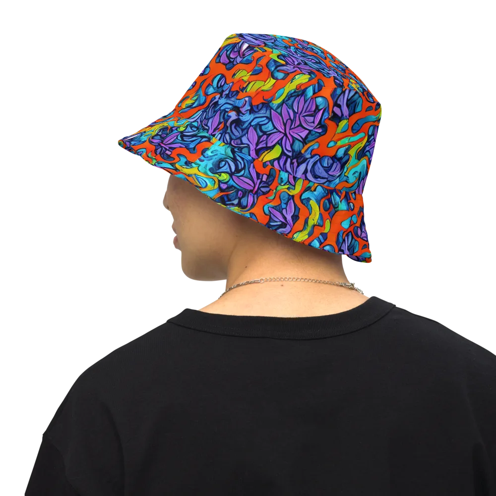 Cobalt Jungle on Reversible Bucket Hat — Back Inside