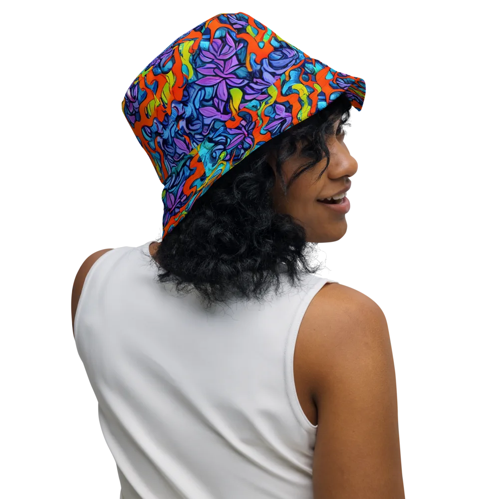 Cobalt Jungle on Reversible Bucket Hat — Right Outside