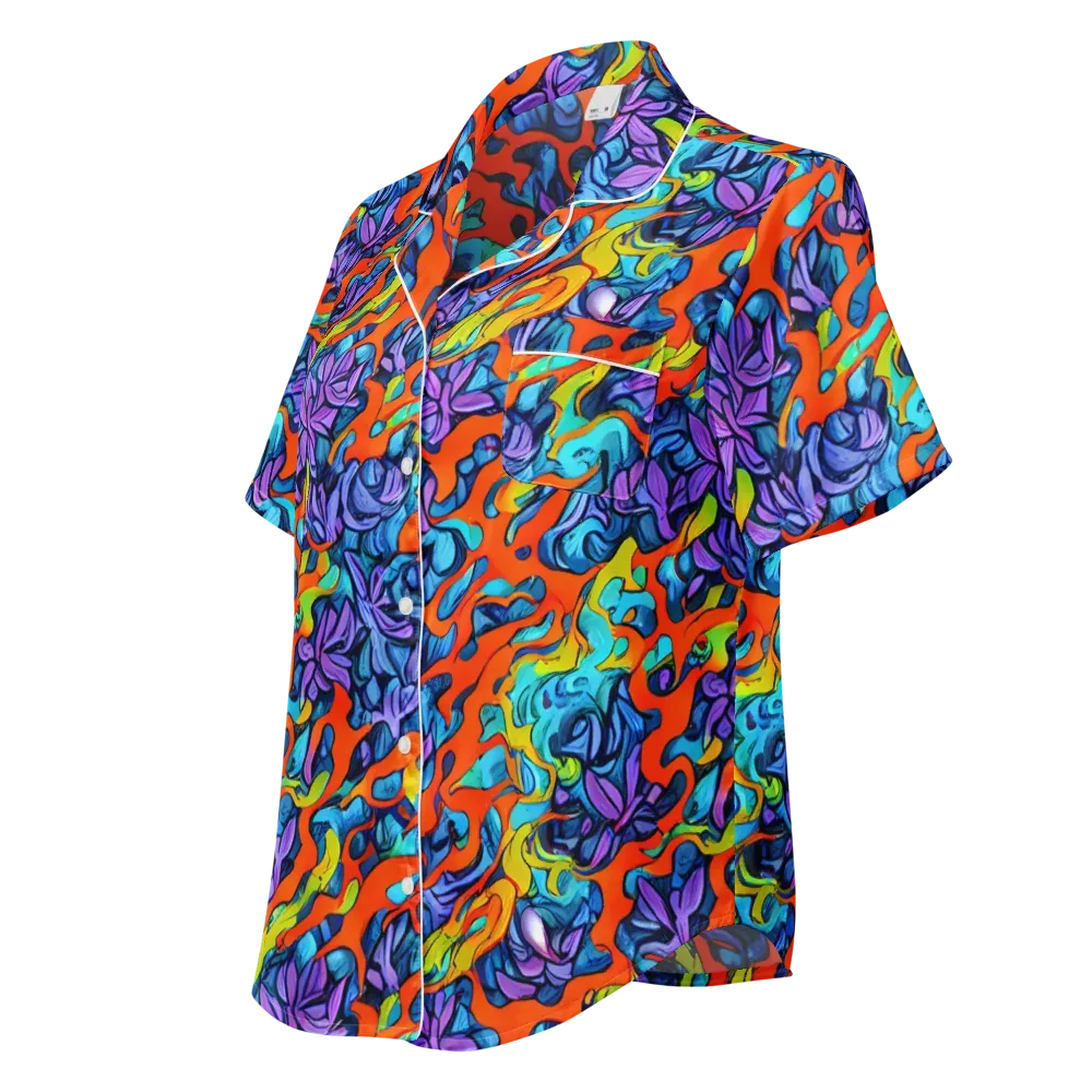 Cobalt Jungle on Women's Short Sleeve Pajama Top — Left Front
