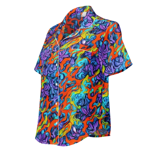 Cobalt Jungle on a Women's Short Sleeve Pajama Top
