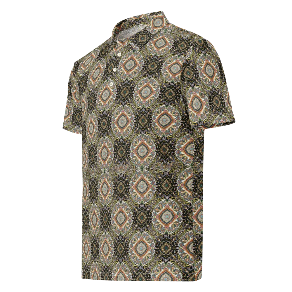 Mosaic Nocturne on Men's Slim Fit Polo Shirt — Left Front