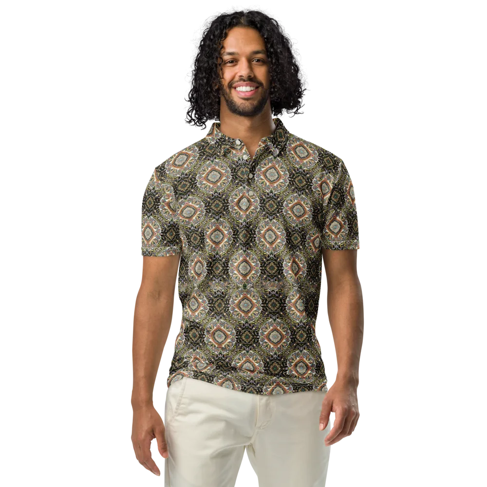 Mosaic Nocturne on Men's Slim Fit Polo Shirt — Front