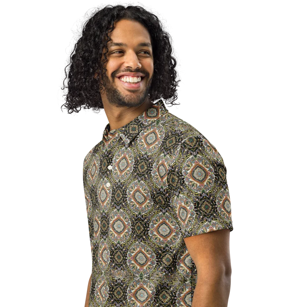 Mosaic Nocturne on Men's Slim Fit Polo Shirt — Left Front