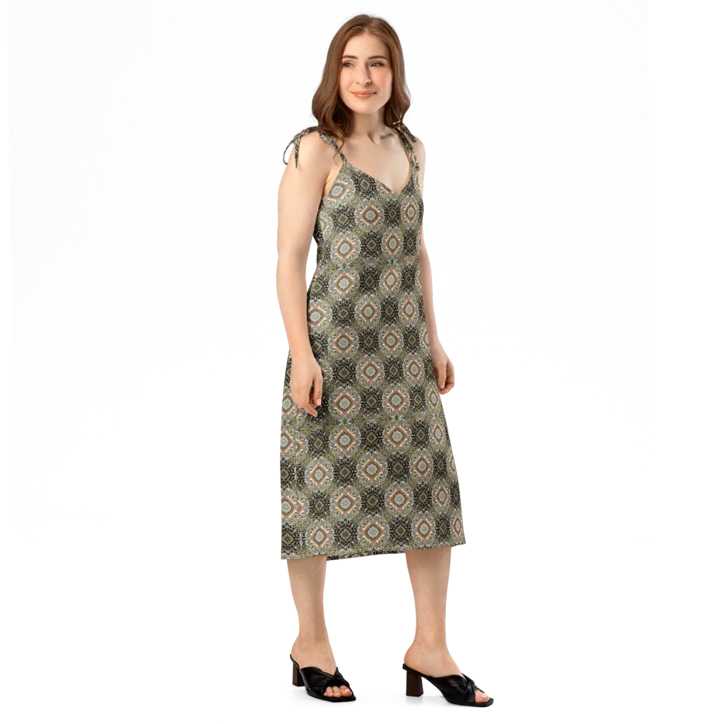 Mosaic Nocturne on Slip Dress — Right Front